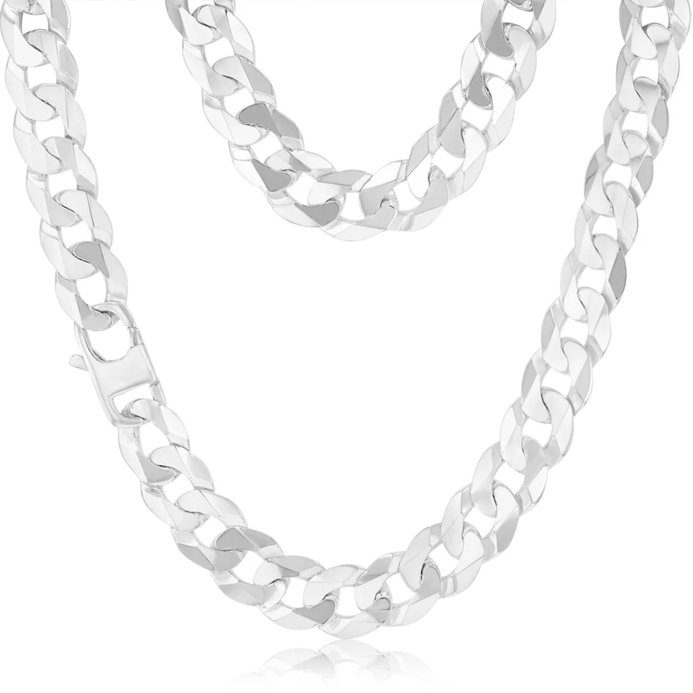 Sterling Silver Flat 350 Gauge Curb 50cm Chain