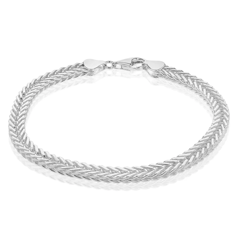Sterling Silver Fox Tail Flat 21cm Bracelet