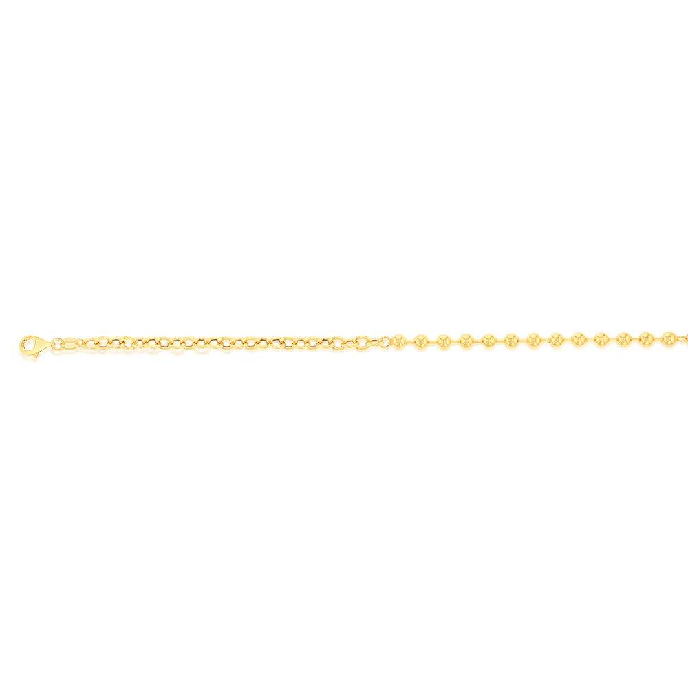 Sterling Silver Gold Plated 17+3cm Ball Bracelet - Image 2