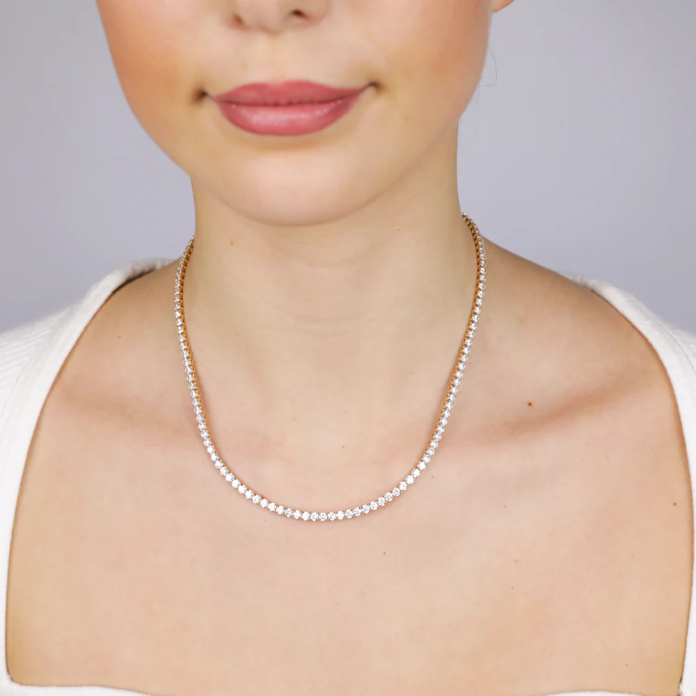 Sterling Silver Gold Plated 3mm Cubic Zirconia 45cm Tennis Chain - Image 3