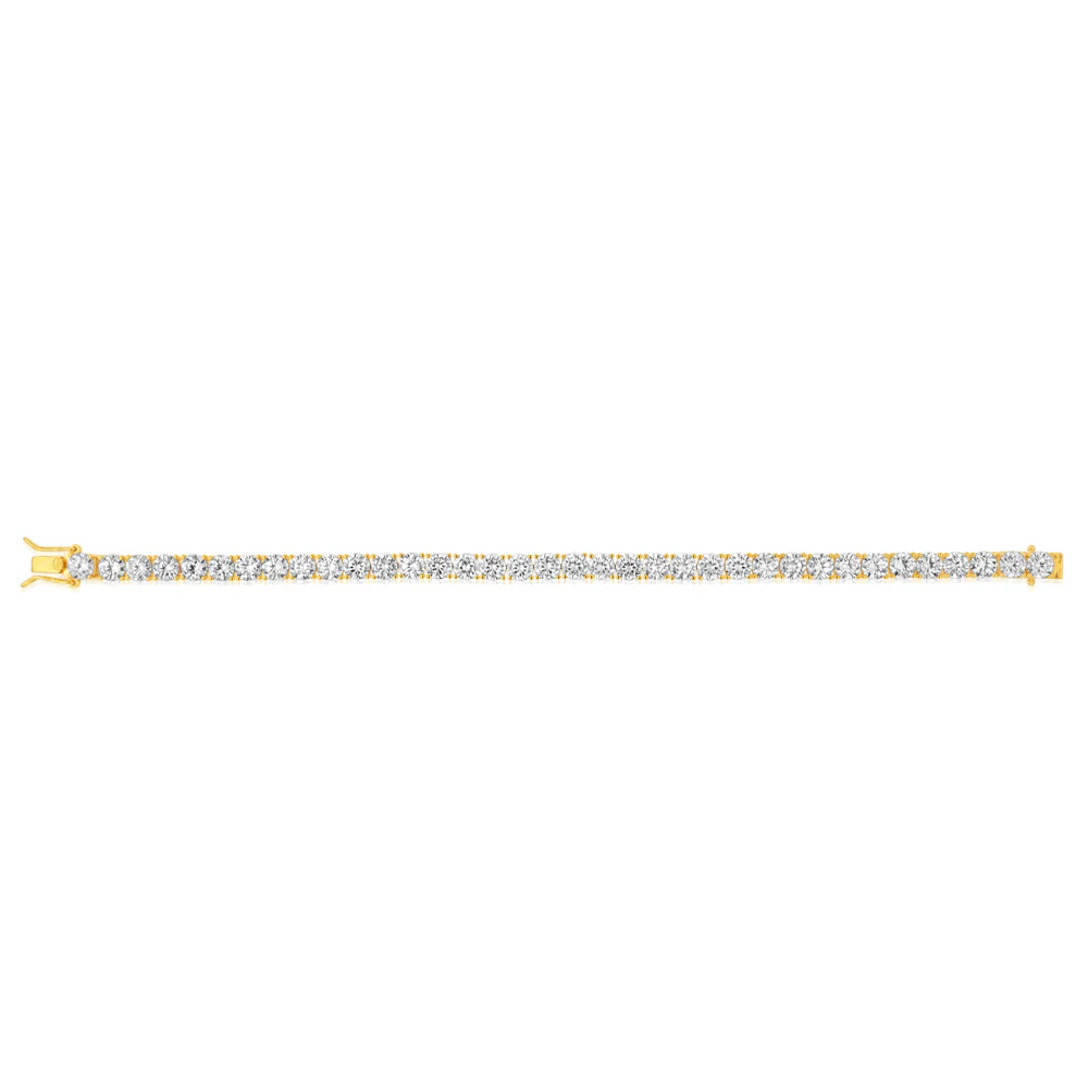 Sterling Silver Gold Plated 5mm Cubic Zirconia Tennis 19cm Bracelet - Image 2