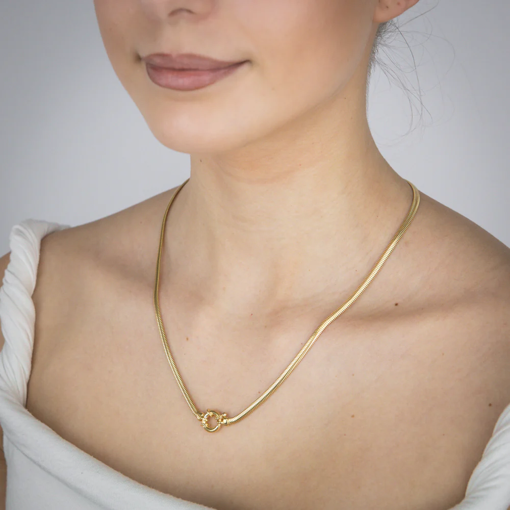 Sterling Silver Gold Plated Bolt Ring Cashmere 50cm Chain - Image 5