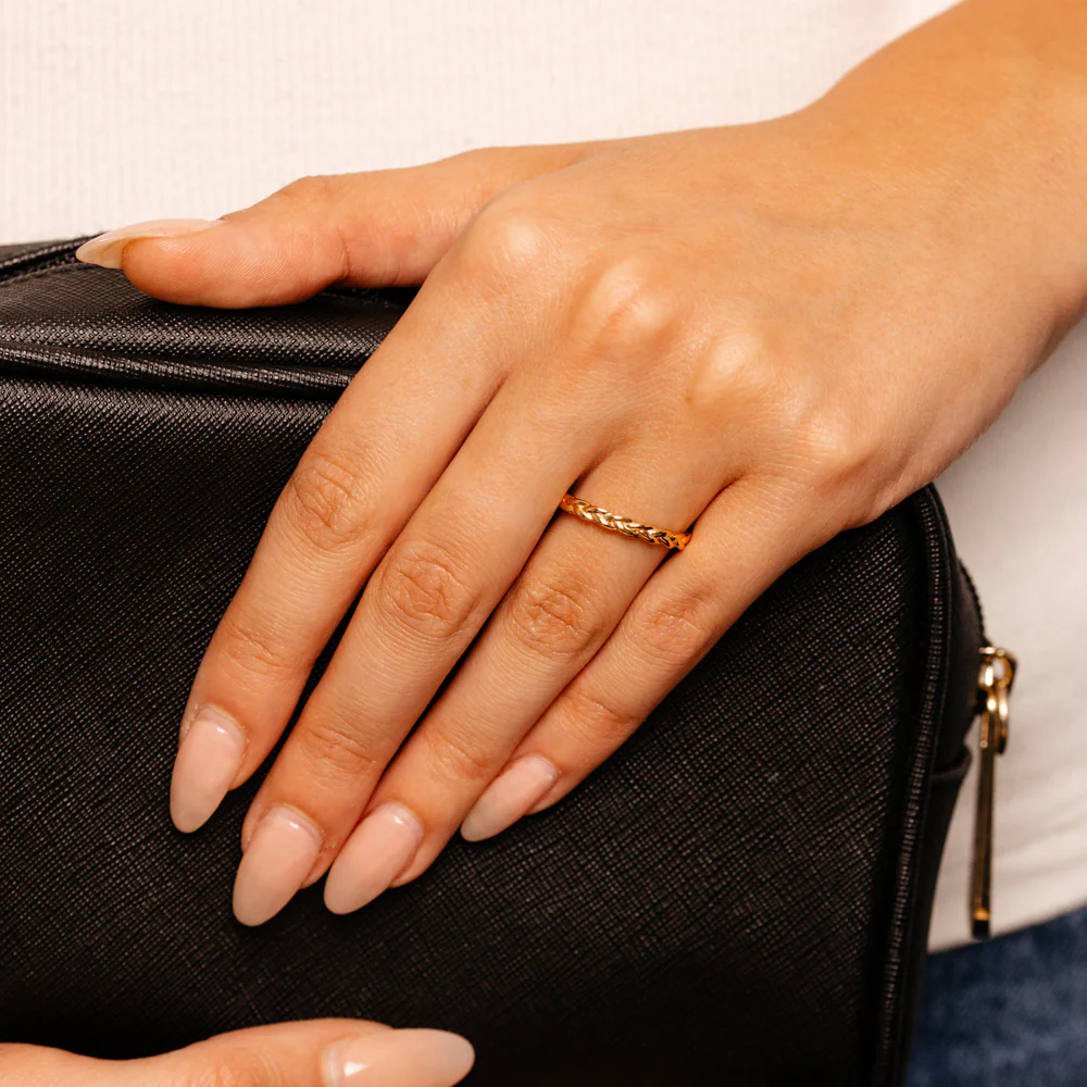 Sterling Silver Gold Plated Braided Ring with Plain Shank - Image 2