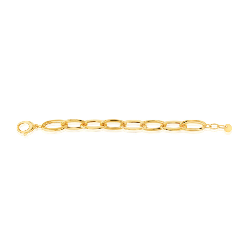 Sterling Silver Gold Plated Chunky 18+1.5cm Bracelet - Image 2