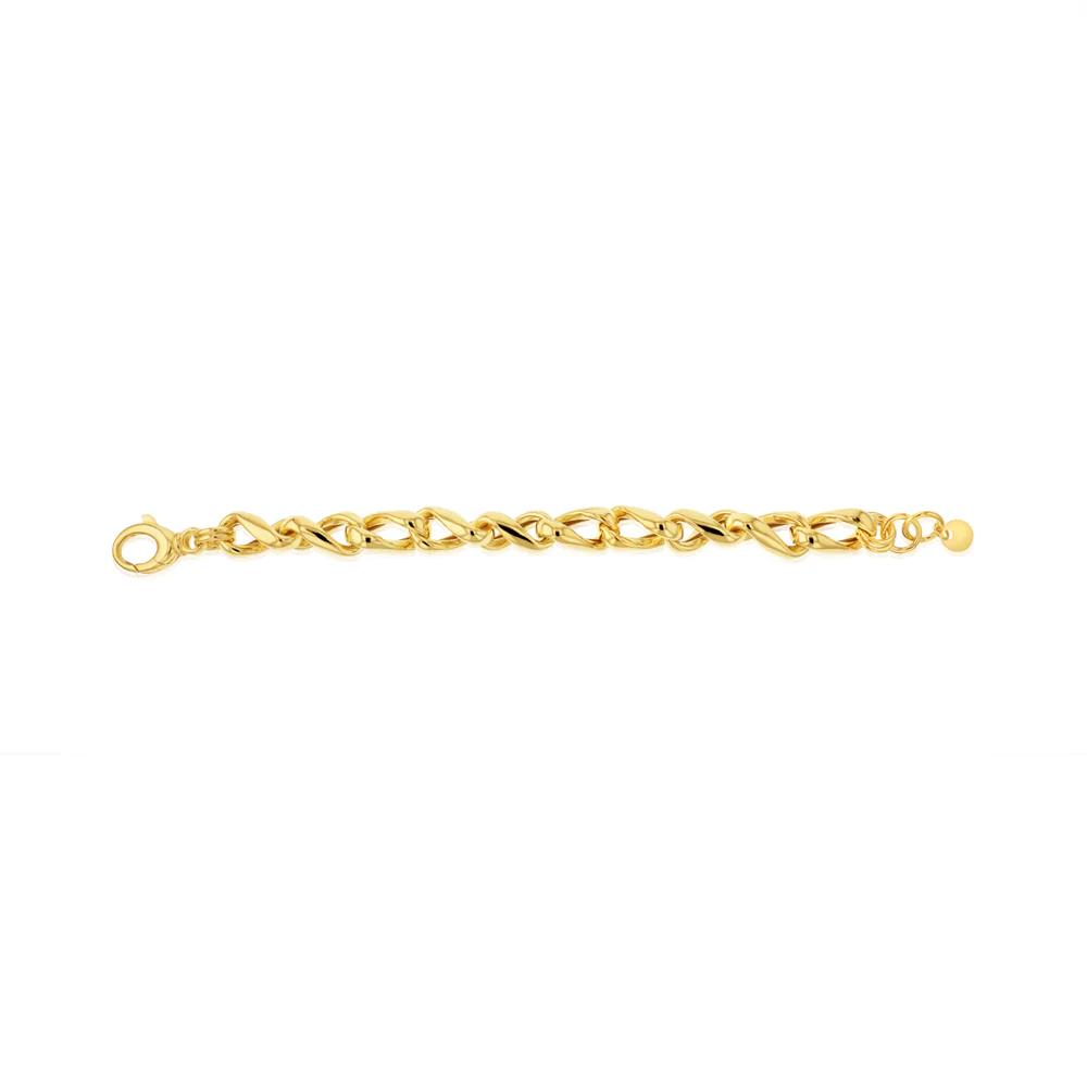 Sterling Silver Gold Plated Chunky Twisted 19cm Bracelet - Image 2