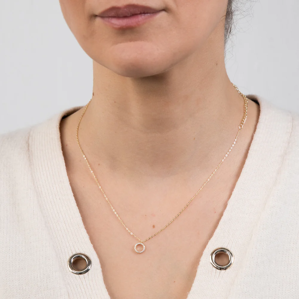 Sterling Silver Gold Plated Cubic Zirconia Circle Of Life Pendant With 45cm Chain - Image 2