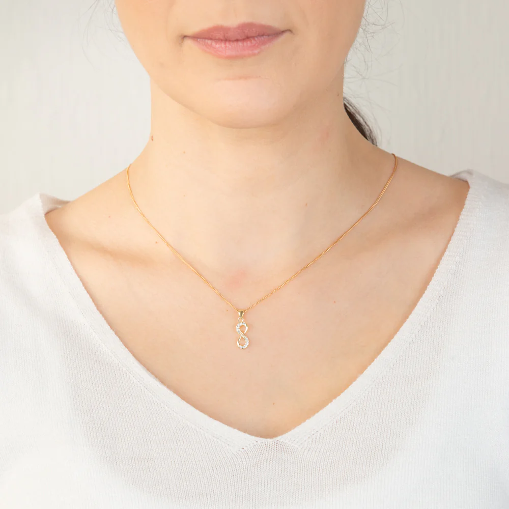Sterling Silver Gold Plated Cubic Zirconia Infinity Pendant - Image 2
