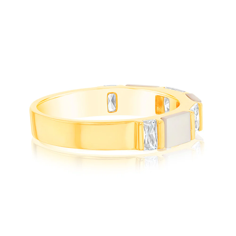 Sterling Silver Gold Plated Cubic Zirconia White Shell Pearl - Image 2