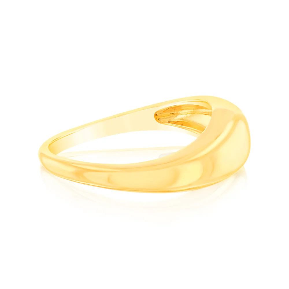 Sterling Silver Gold Plated Curved Dome Polished Ring - Image 2