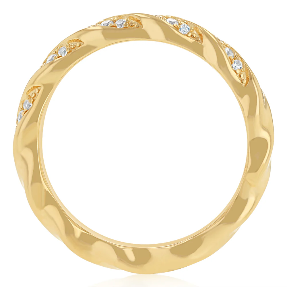 Sterling Silver Gold Plated CZ Twisted Ring - Image 3