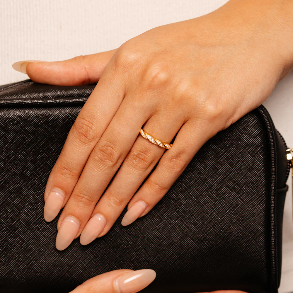 Sterling Silver Gold Plated CZ Twisted Ring - Image 5
