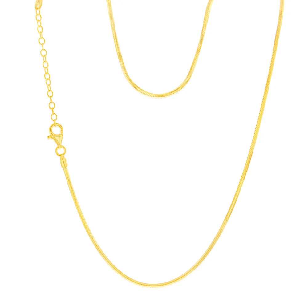 Sterling Silver Gold Plated Diamond Cut Snake 42+5cm Chain