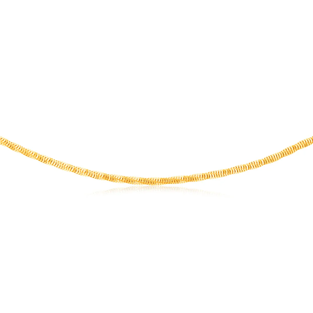 Sterling Silver Gold Plated Diamond Cut Square Snake 45cm Chain - Image 2