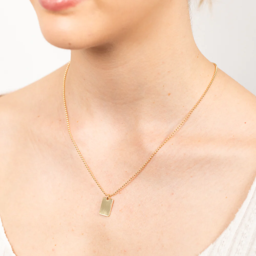 Sterling Silver Gold Plated Dog Tag Pendant On 48cm Chain - Image 2