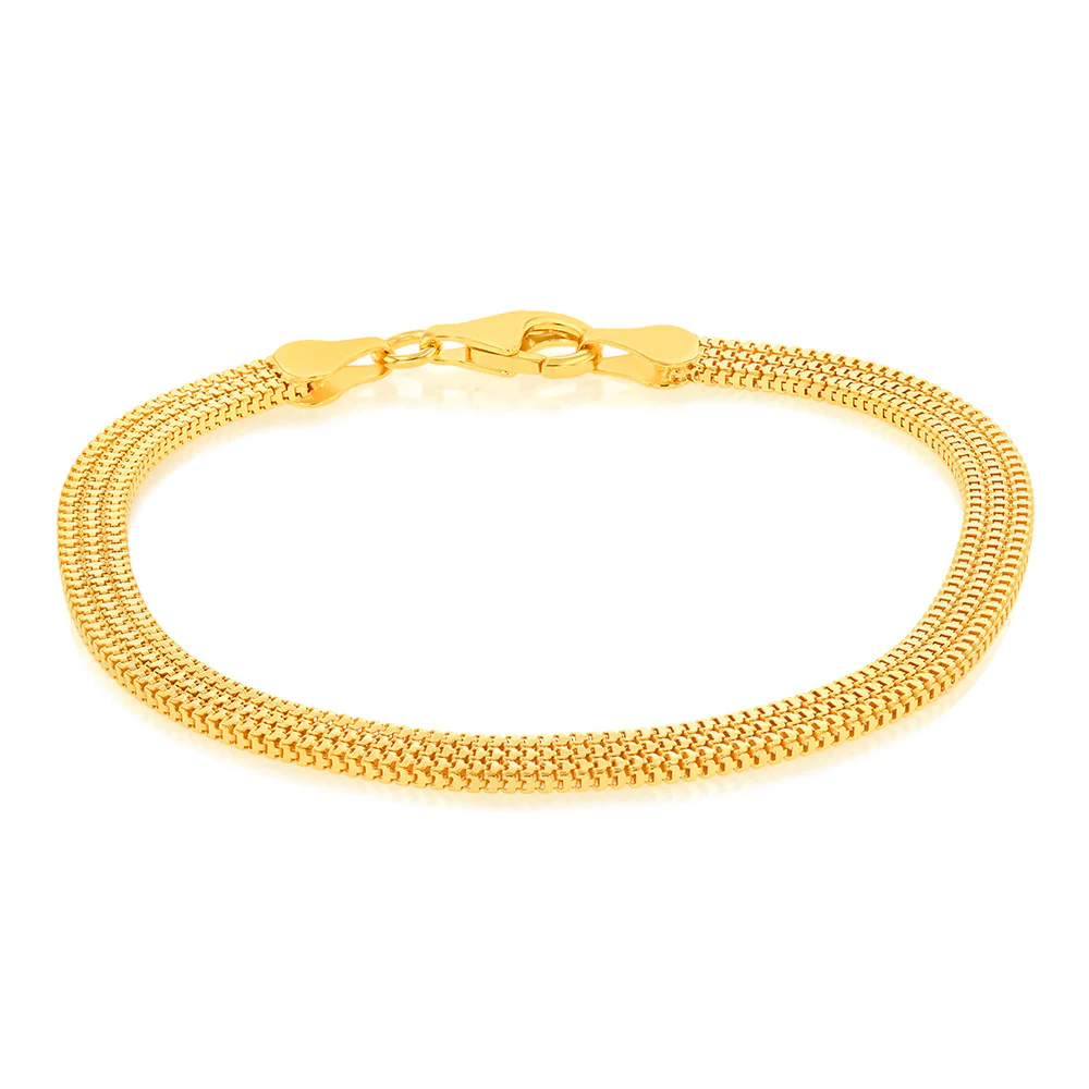 Sterling Silver Gold Plated Etrusca 19cm Bracelet