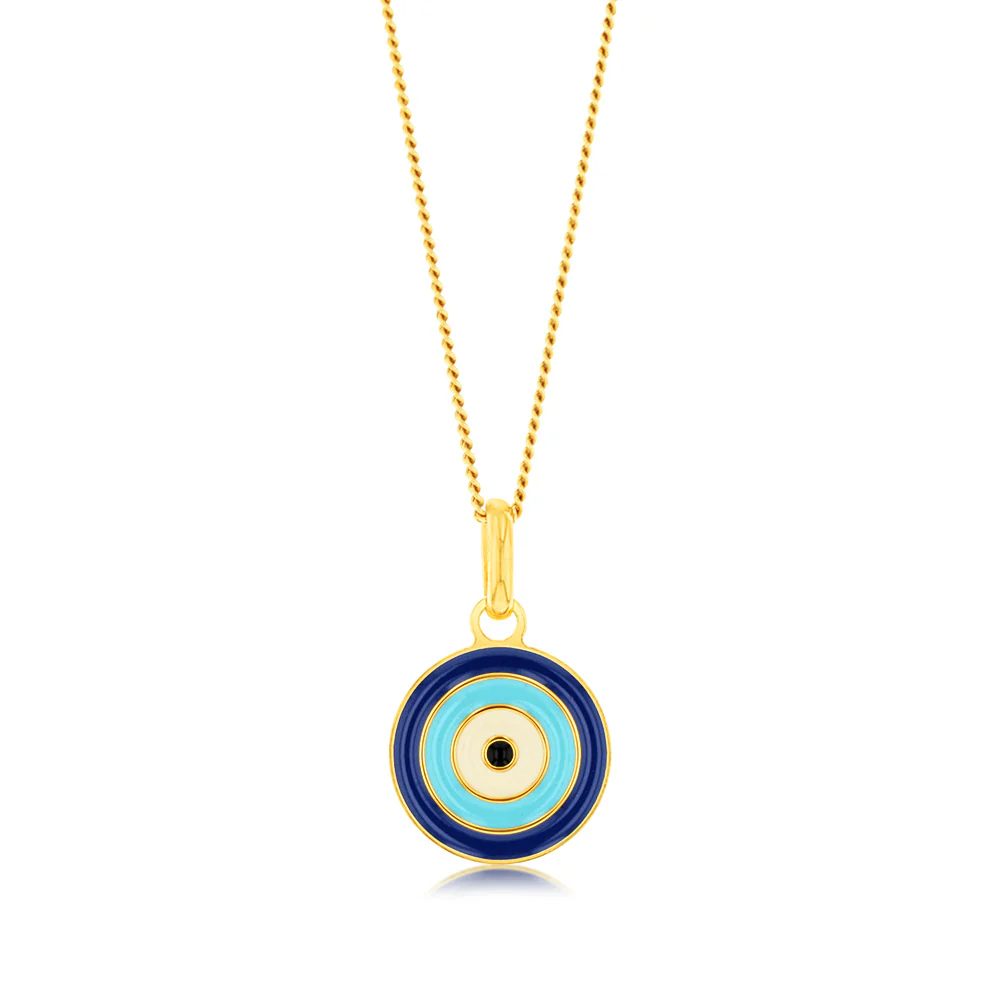 Sterling Silver Gold Plated Evil Eye Pendant