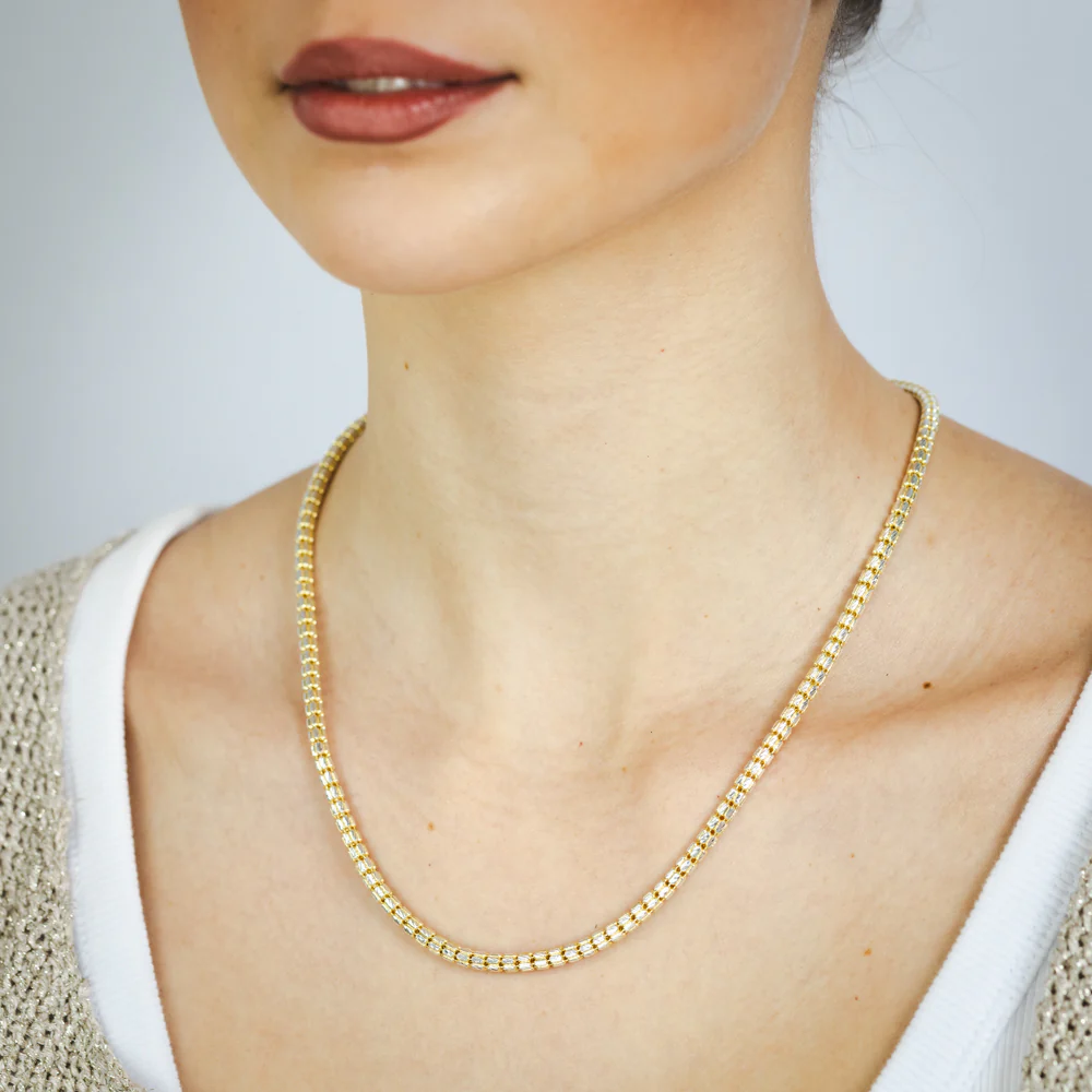 Sterling Silver Gold Plated Fancy 150 Gauge 45cm Chain - Image 4