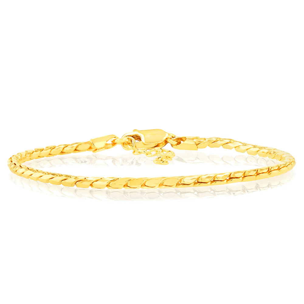 Sterling Silver Gold Plated Fancy 17.5+3cm Bracelet