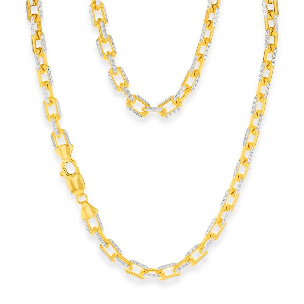 Sterling Silver Gold Plated Fancy 180 Gauge 45cm Chain