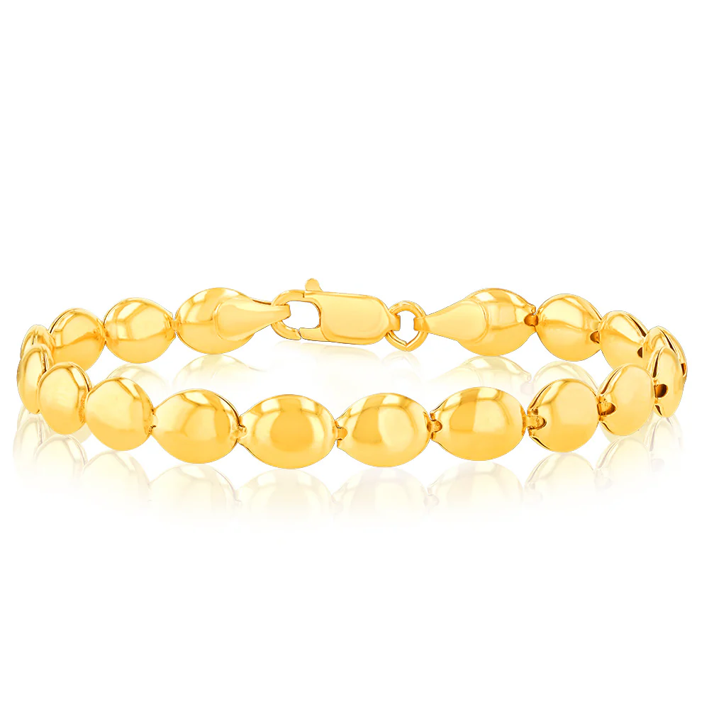 Sterling Silver Gold Plated Fancy Beads 19cm Bracelet