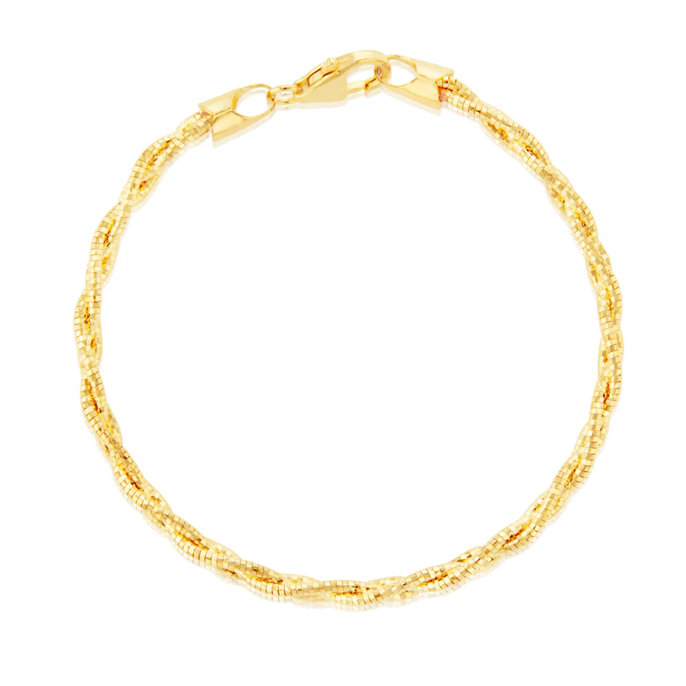 Sterling Silver Gold Plated Fancy Braided 19cm Bracelet - Image 2