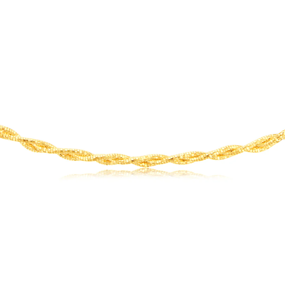 Sterling Silver Gold Plated Fancy Braided 42+3cm Chain - Image 2