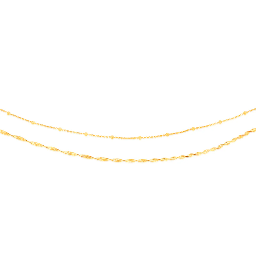 Sterling Silver Gold Plated Fancy Double Layer 38+5cm Chain - Image 2