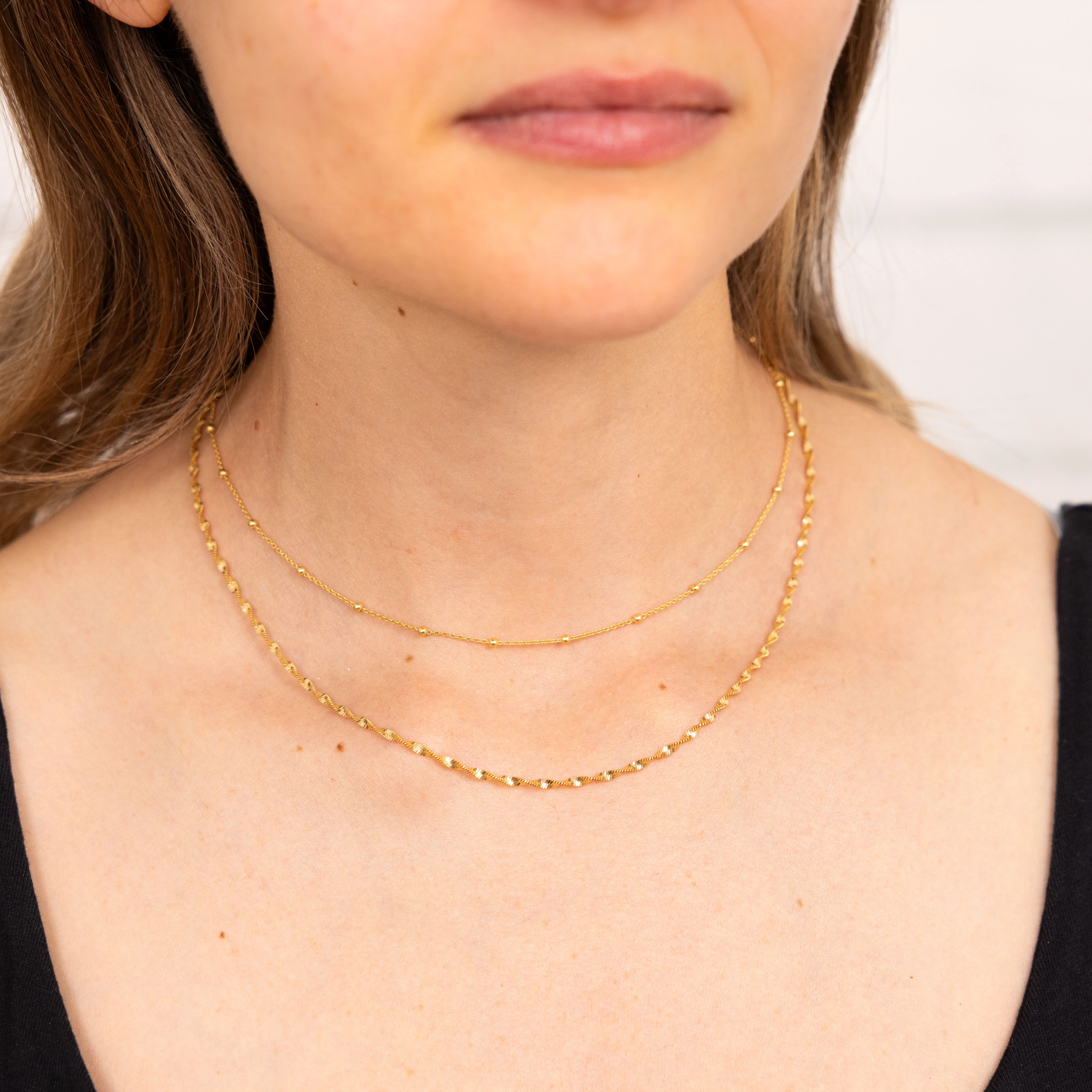 Sterling Silver Gold Plated Fancy Double Layer 38+5cm Chain - Image 3
