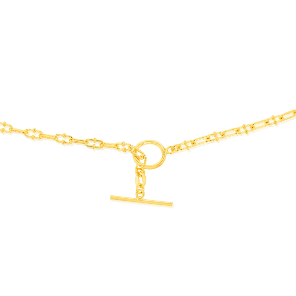Sterling Silver Gold Plated Fancy Link T Bar Clasp 45cm Chain - Image 2