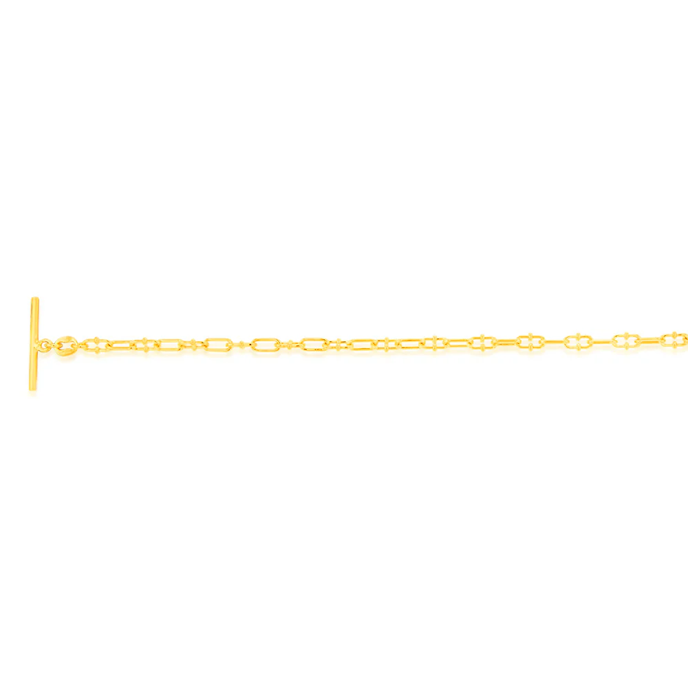 Sterling Silver Gold Plated Fancy Links T Bar Clasp 19cm Bracelet - Image 2