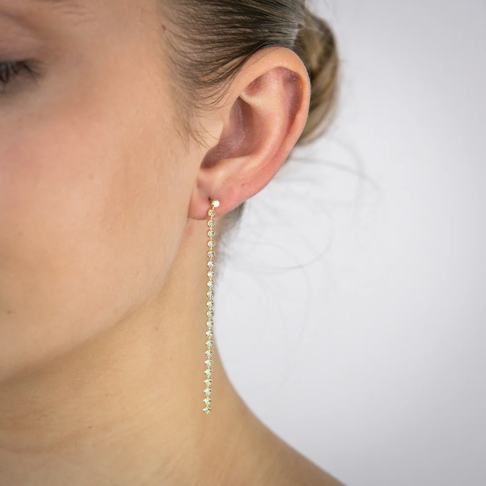 Sterling Silver Gold Plated Fancy Single Strand Drop Earrings - Image 2