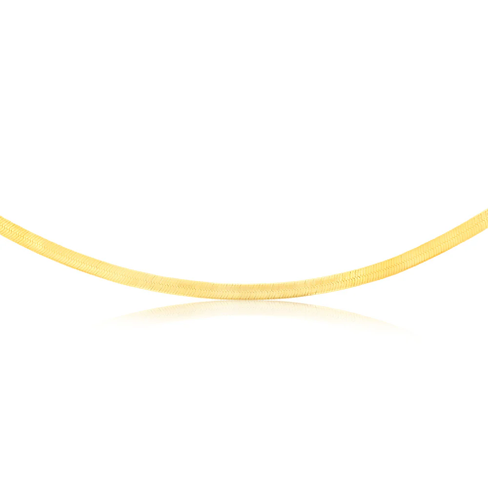 Sterling Silver Gold Plated Herringbone 40+5cm Chain - Image 2