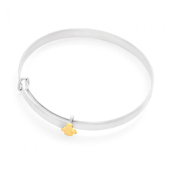 Sterling Silver Gold Plated Little Angel Expandable Baby Bangle - Image 2