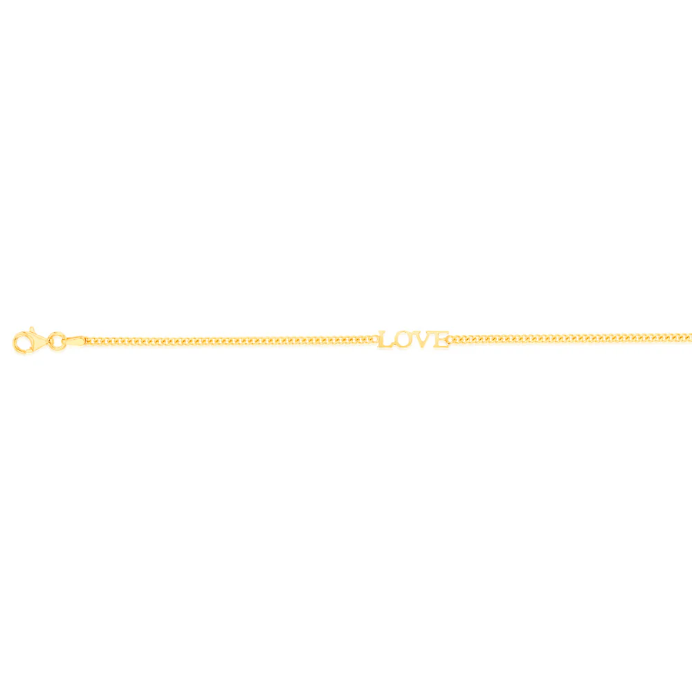 Sterling Silver Gold Plated "Love" 19cm Bracelet - Image 2