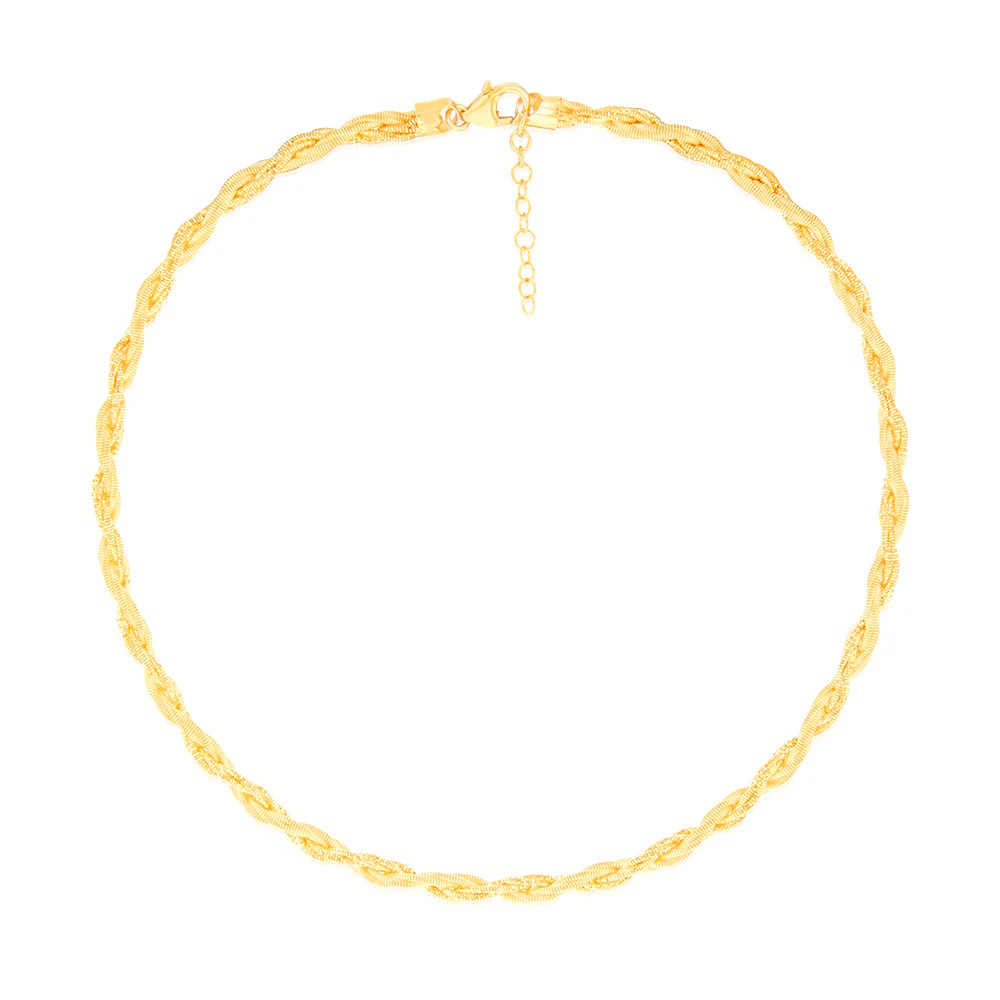 Sterling Silver Gold Plated Memory Omega 42+3cm Chain