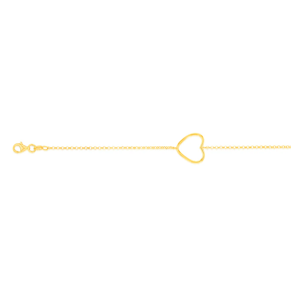 Sterling Silver Gold Plated Open Heart 19cm Bracelet - Image 3