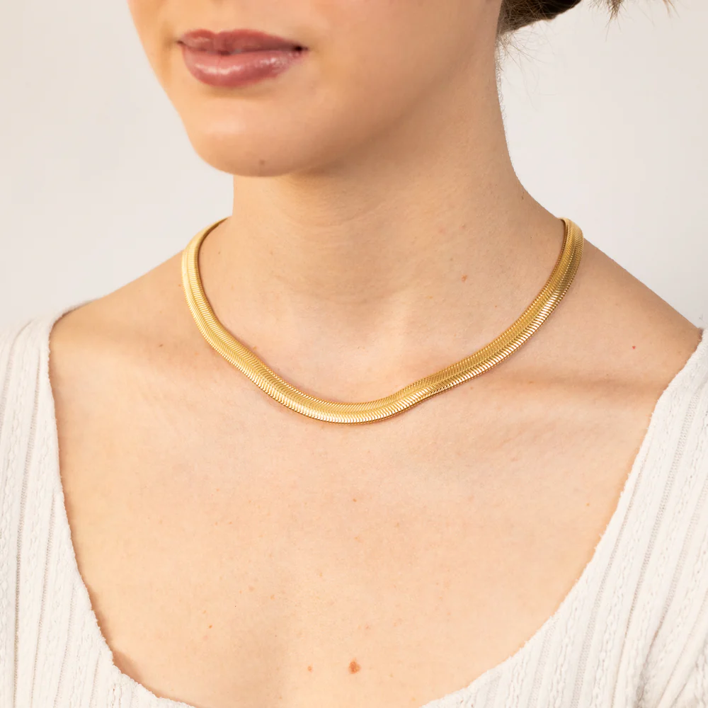 Sterling Silver Gold Plated Oval Snake 45cm Chain - Image 3