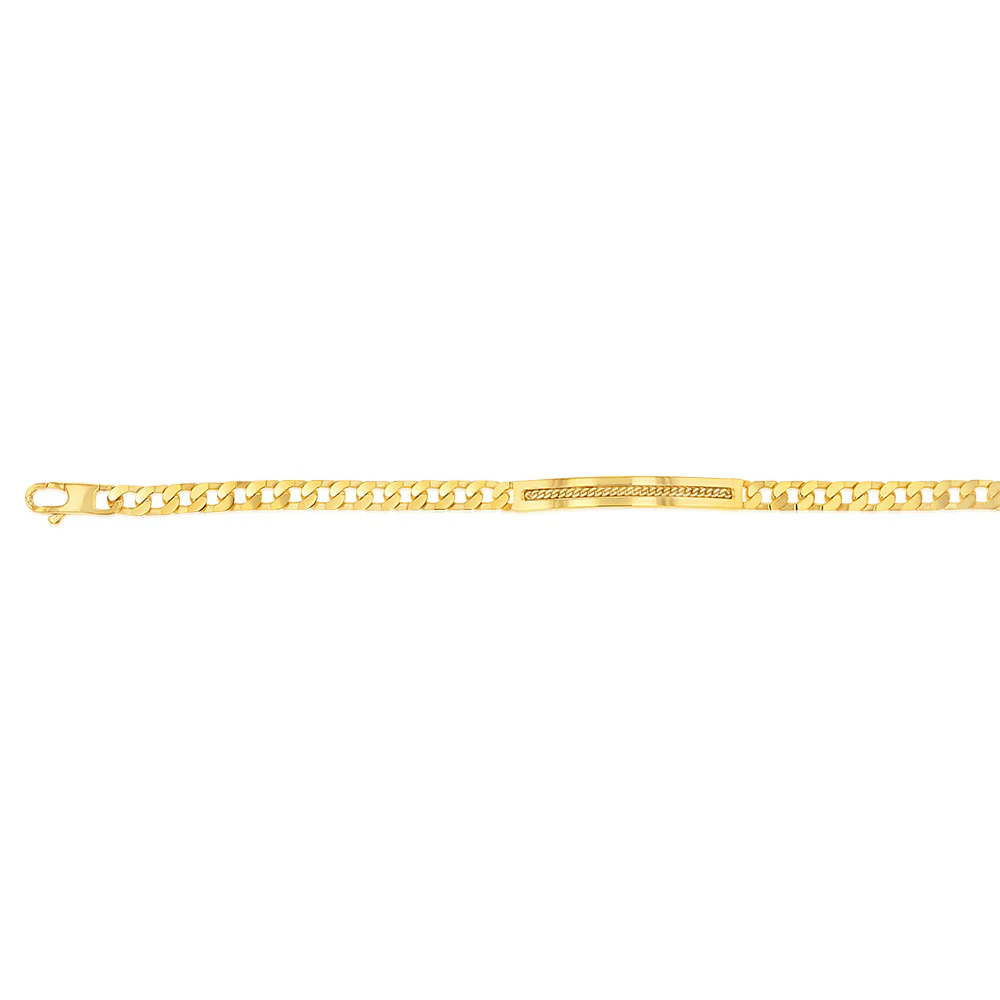 Sterling Silver Gold Plated Patterned ID Curb 19cm Bracelet - Image 2