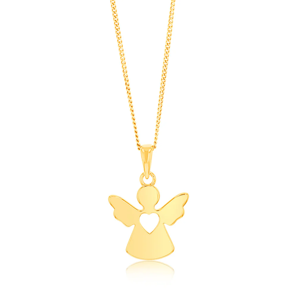 Sterling Silver Gold Plated Plain Large 15mm Angel Pendant