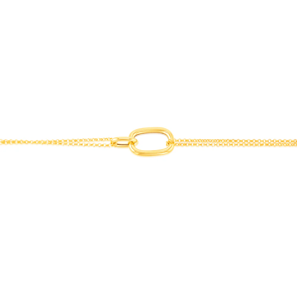 Sterling Silver Gold Plated Plain Link 19.5cm Bracelet - Image 2