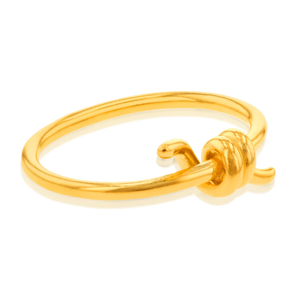 Sterling Silver Gold Plated Plain Ring With Knot - Image 2