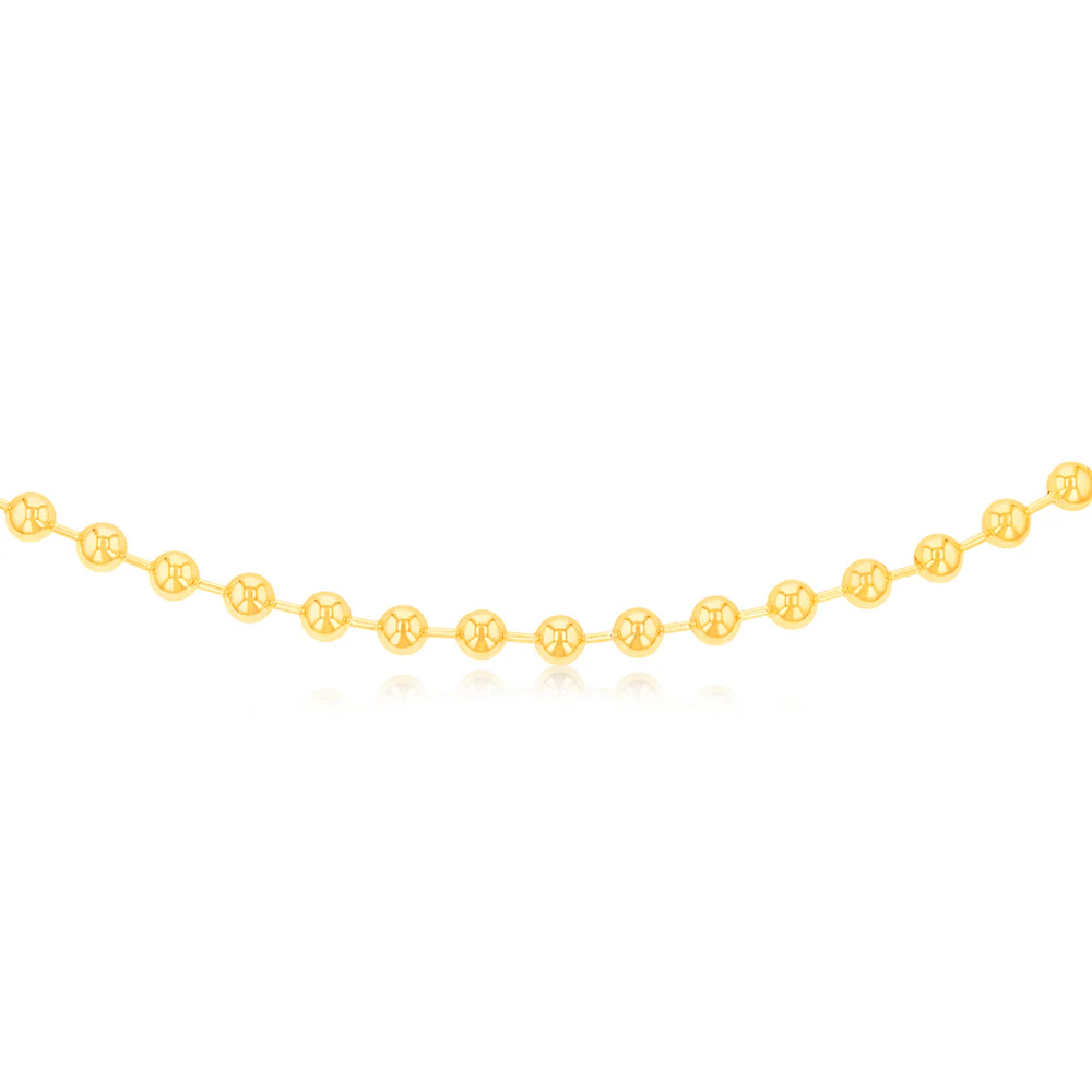 Sterling Silver Gold Plated Polished Ball 38+8cm Chain - Image 2
