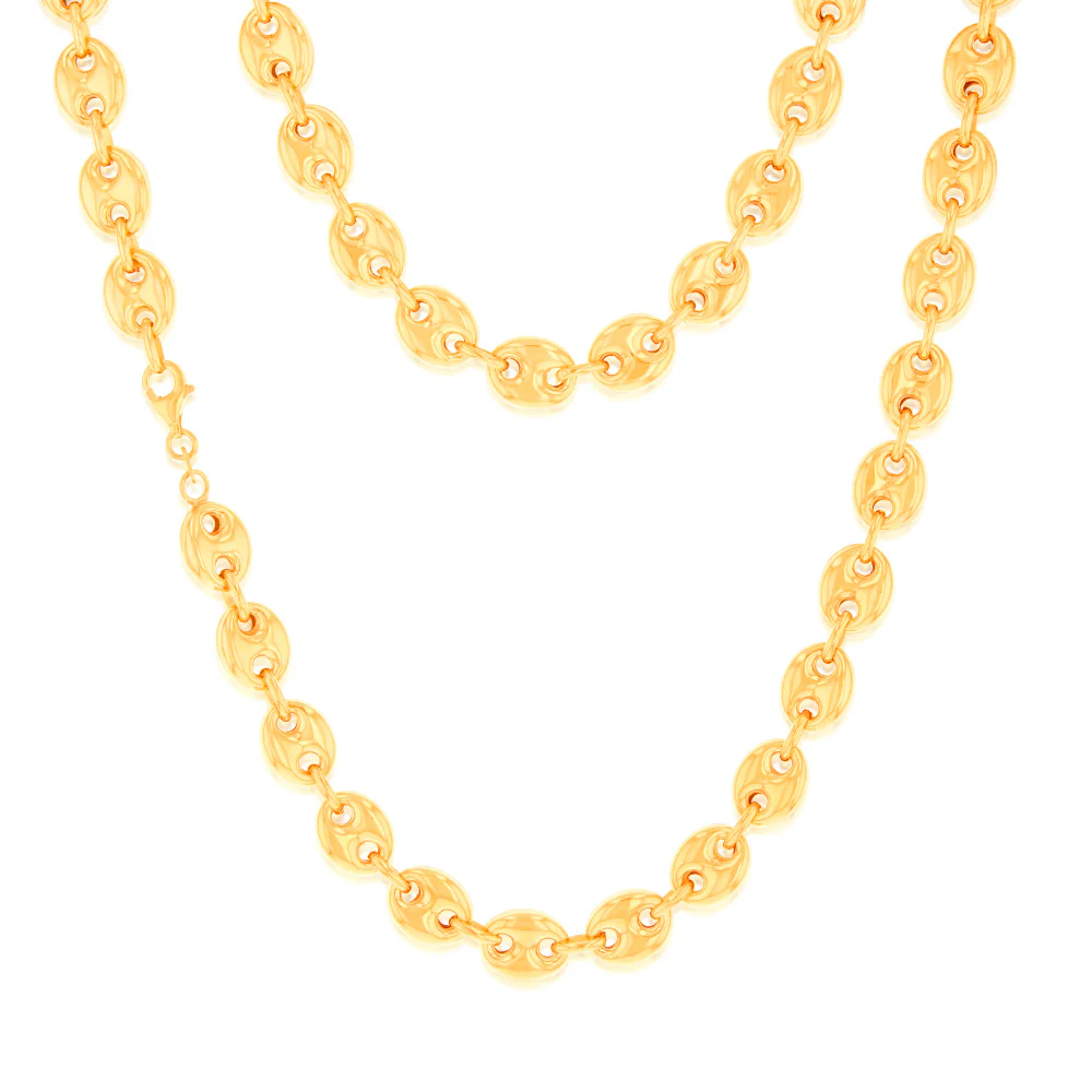 Sterling Silver Gold Plated Puff 45.5cm Chain
