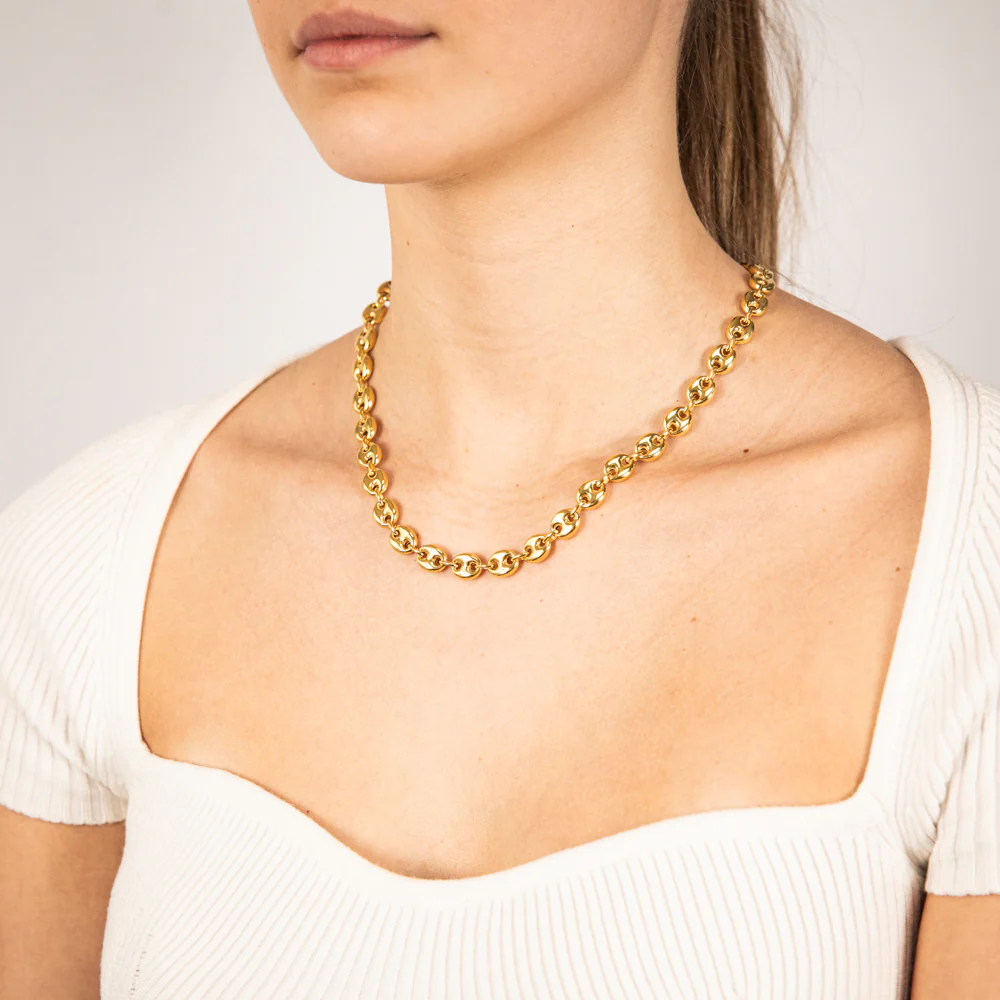 Sterling Silver Gold Plated Puff 45.5cm Chain - Image 2