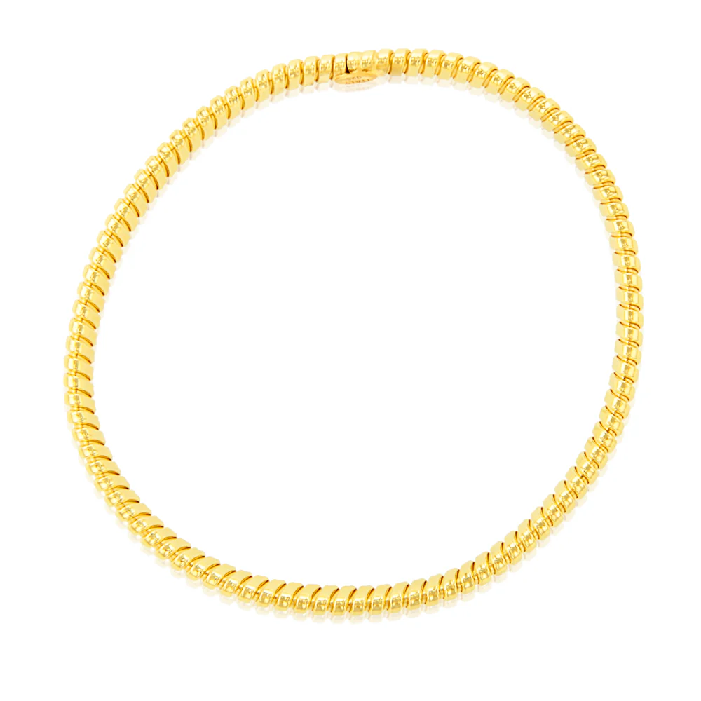 Sterling Silver Gold Plated Ribbed 68mm Bangle - Image 2