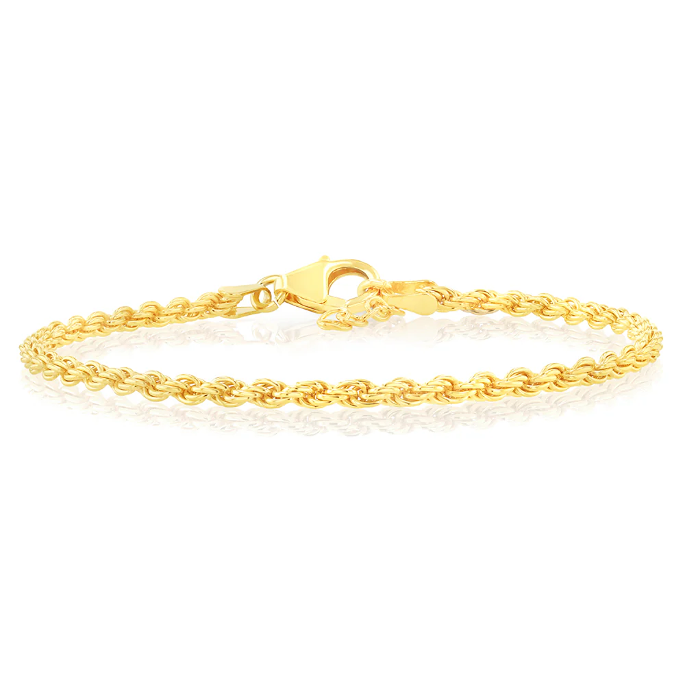 Sterling Silver Gold Plated Rope 17+2cm Chain