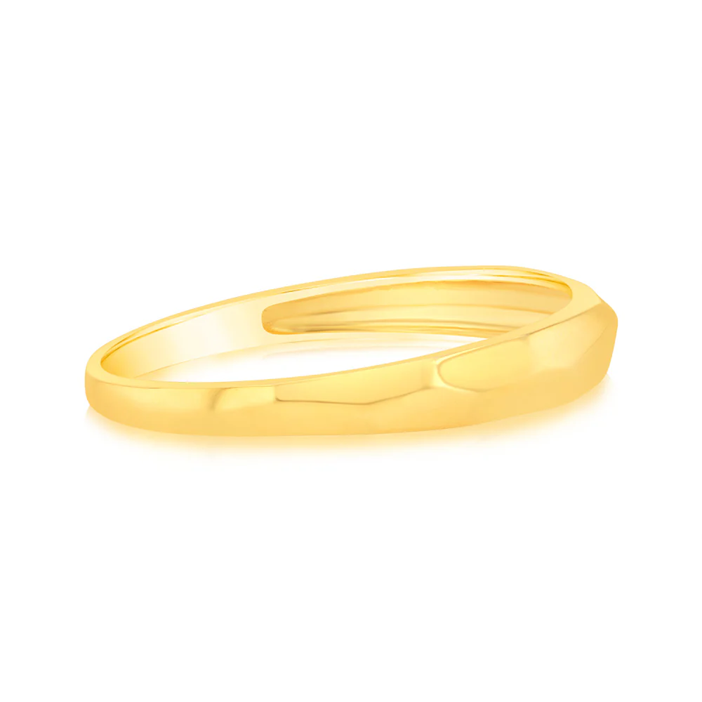 Sterling Silver Gold Plated Simple Diamond Cut Ring - Image 2