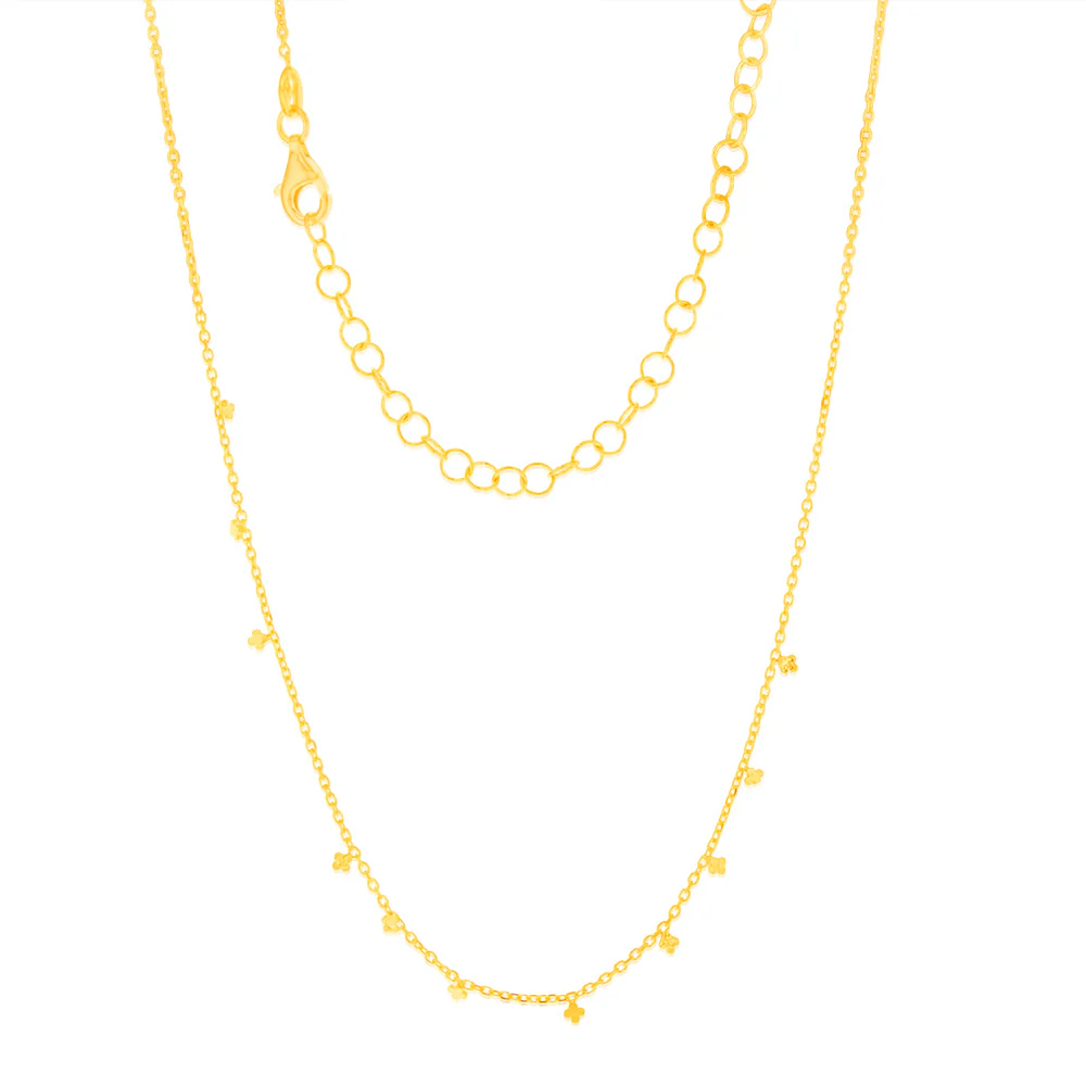 Sterling Silver Gold Plated Star Charms On 32+10cm Chain