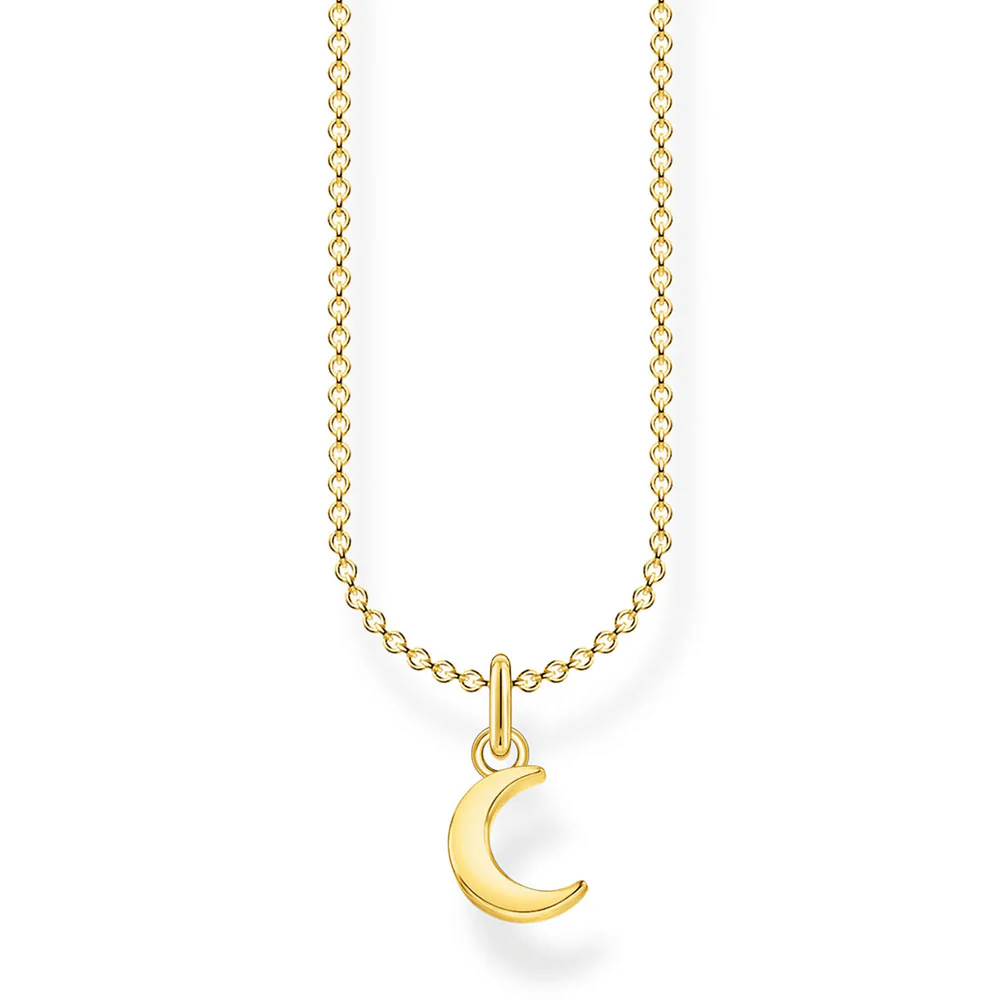 Sterling Silver Gold Plated Thomas Sabo Charm Club Moon Necklace 38-45cm