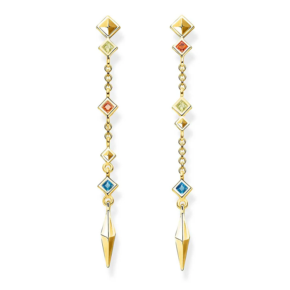 Sterling Silver Gold Plated Thomas Sabo Paradise Long Stud Earrings